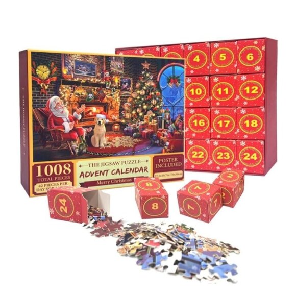 Jigsaw Puzzle Advent Calendar With Poster Included 1008 Pieces 27.5x19.7in 42 Pi - Picture 1 of 5